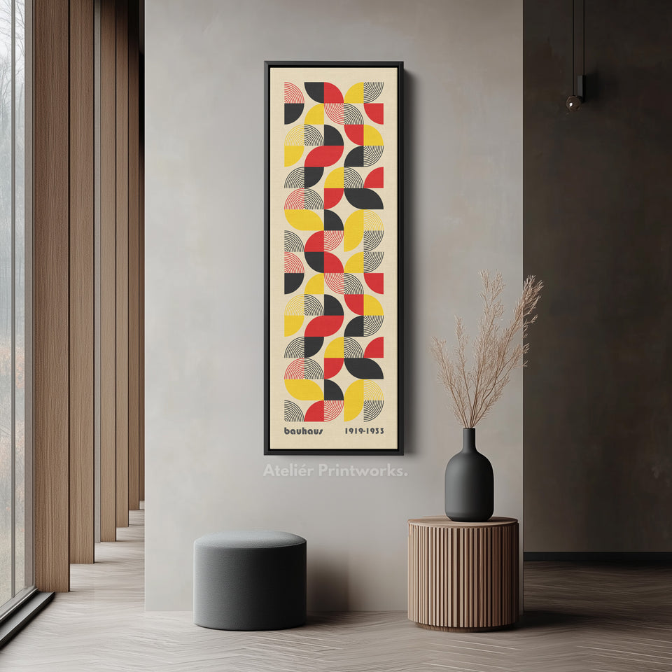 Large Framed Canvas Beige Bauhaus Wall Art