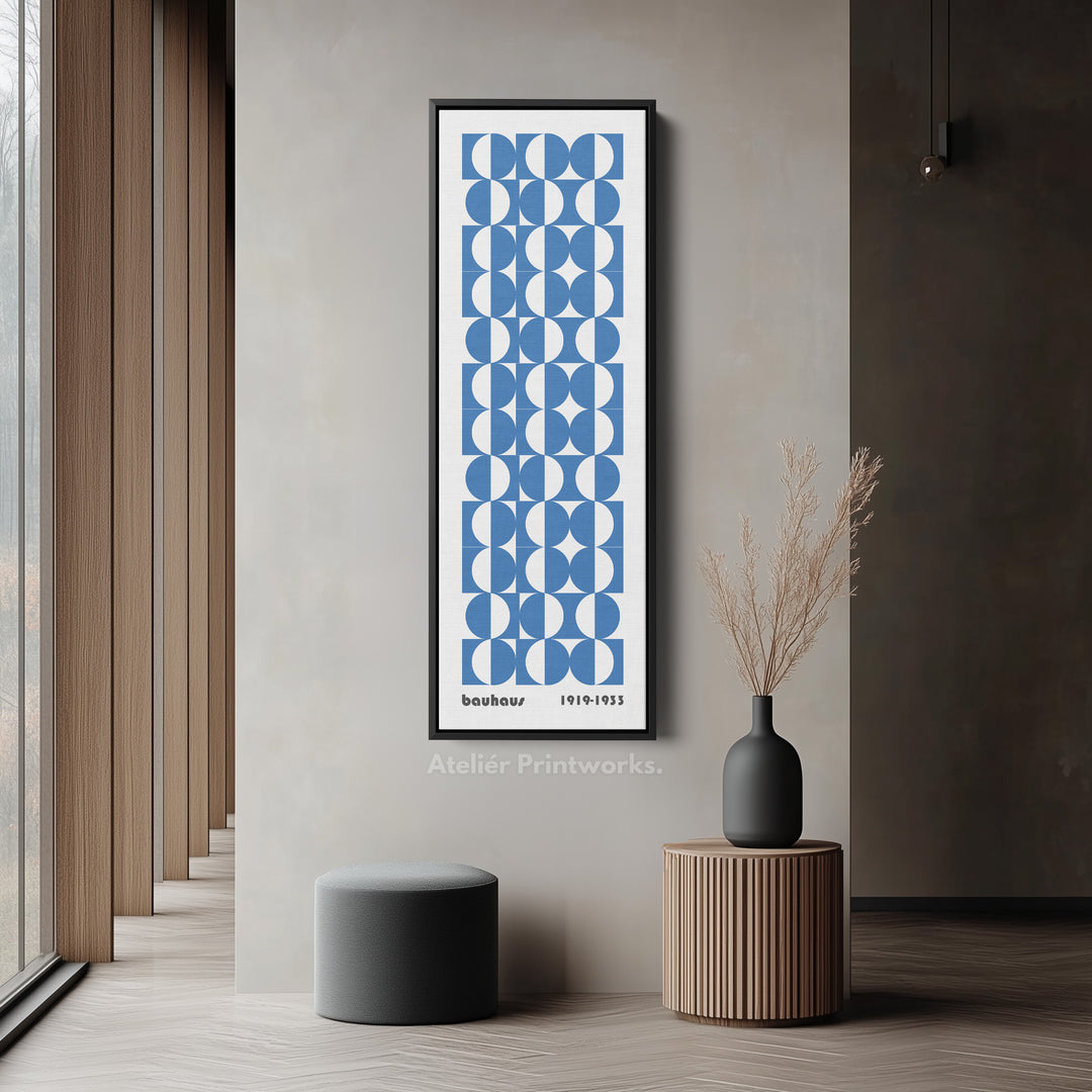 Vertical Blue & White Wall Art Bauhaus Mid Century