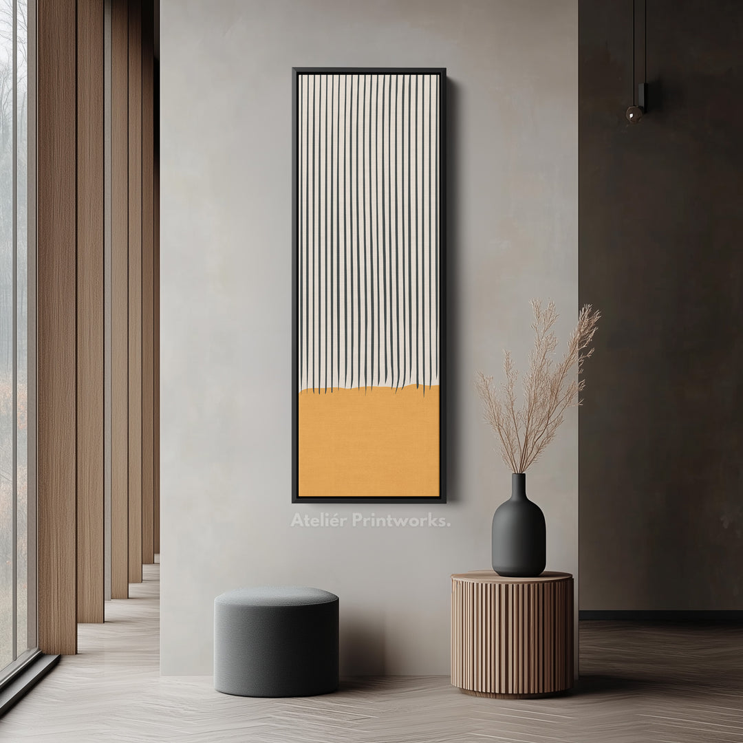 Minimalist Blue Horizon Vertical Framed Canvas Wall Art for Living Room or Office