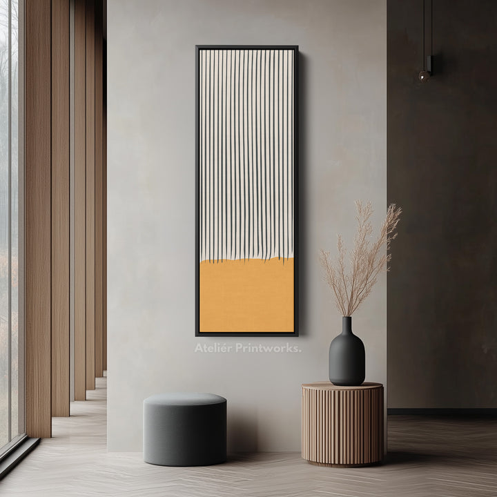 Minimalist Blue Horizon Vertical Framed Canvas Wall Art for Living Room or Office