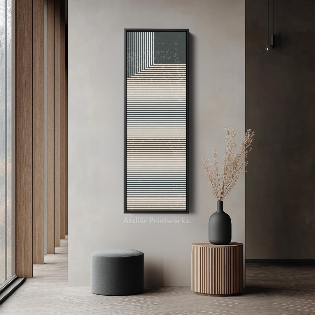 Toile encadrée verticale abstraite à rayures pour coin, décoration murale pour chambre ou bureau