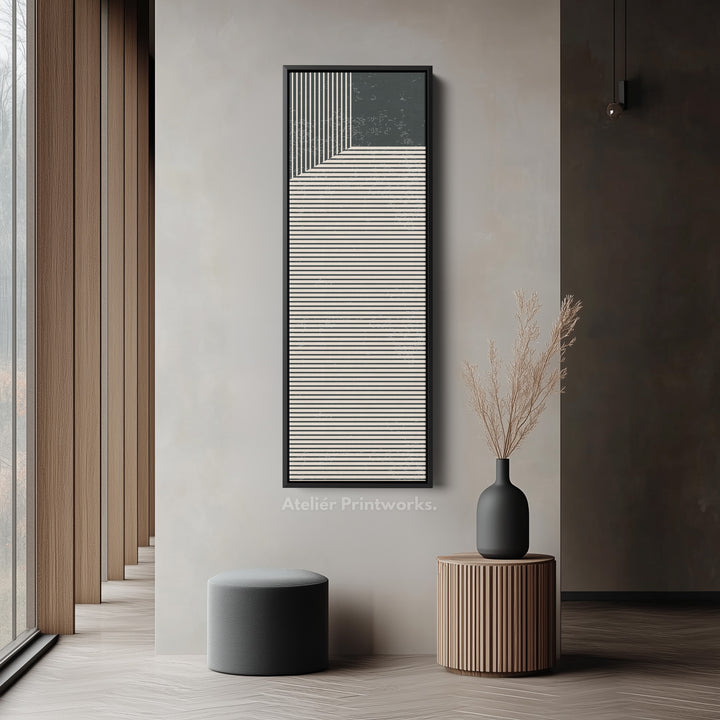Toile encadrée verticale abstraite à rayures pour coin, décoration murale pour chambre ou bureau