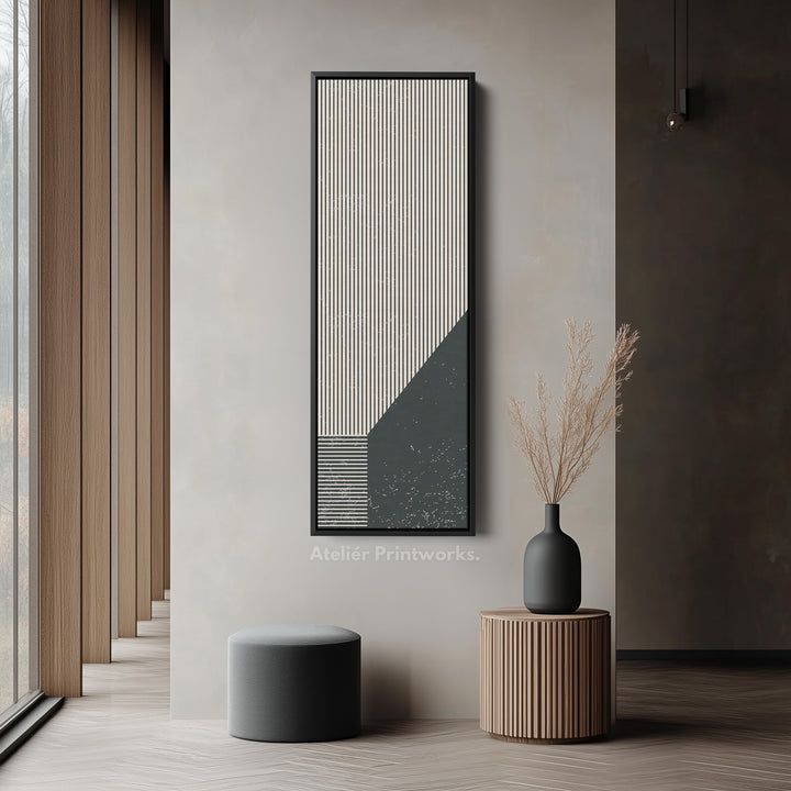 Bold Stripe Angles Vertical Framed Canvas Wall Art for Living Room or Hallway