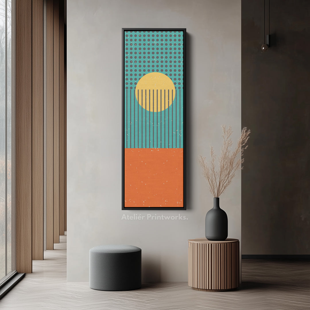 Art mural sur toile encadrée verticale Retro Waves Sun pour salon ou bureau
