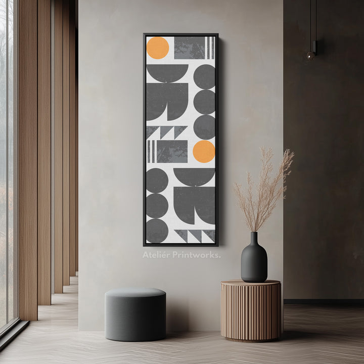 Abstract Half Moon Pattern Vertical Framed Canvas Wall Art for Bedroom or Office