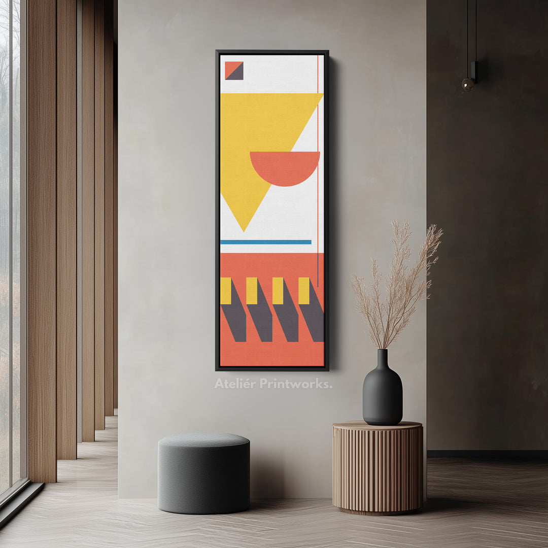 Art mural sur toile encadrée verticale inspirée du Bauhaus pour salon ou chambre à coucher