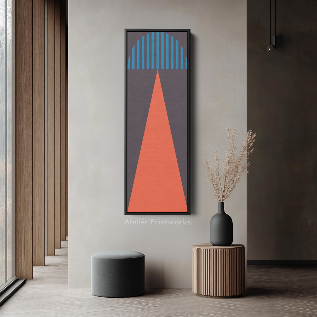 Bold Triangle and Stripes Vertical Framed Canvas Wall Art for Office or Hallway