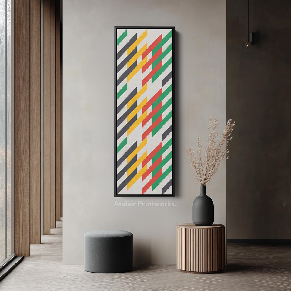 Modern Color Stripe Vertical Framed Canvas Wall Art for Living Room or Office