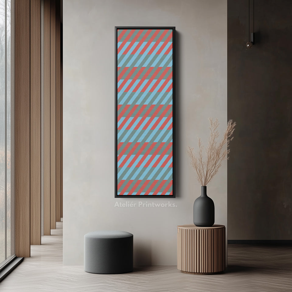 Abstract Stripe Geometry Vertical Framed Canvas Wall Art for Bedroom or Studio