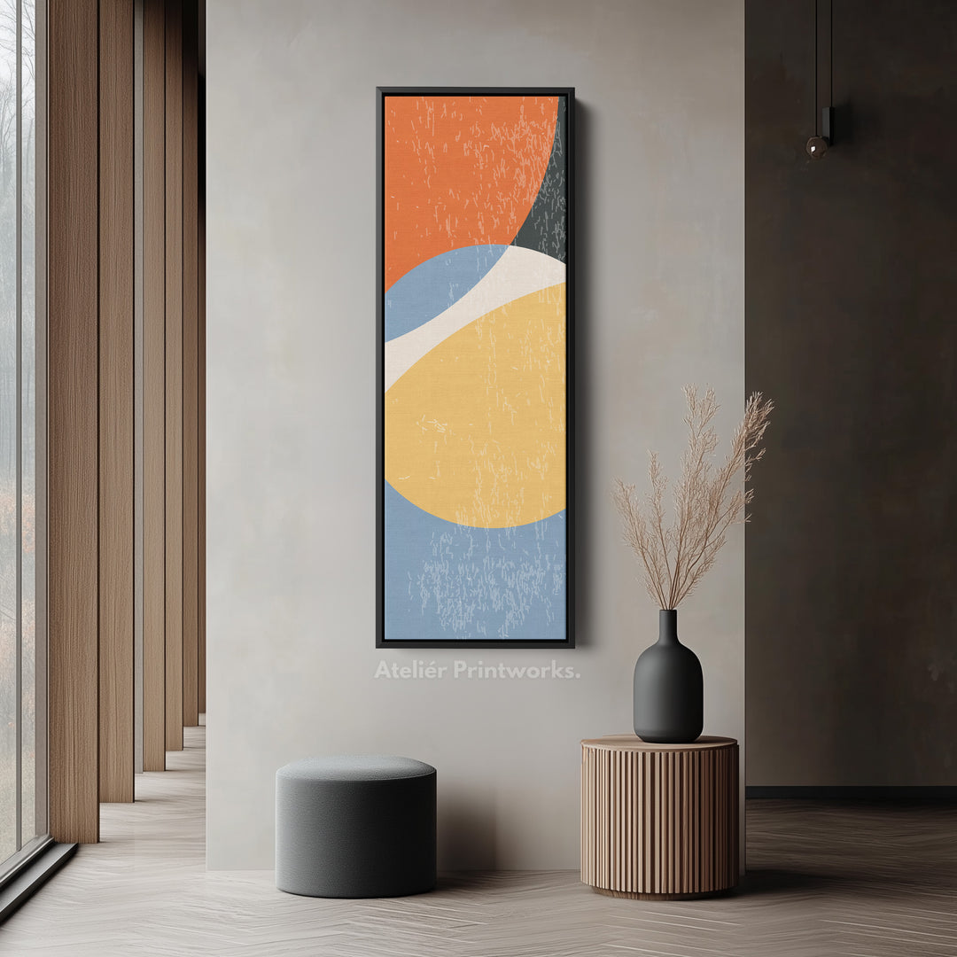 Modern Retro Curves Vertical Framed Canvas Wall Art for Living Room or Studio