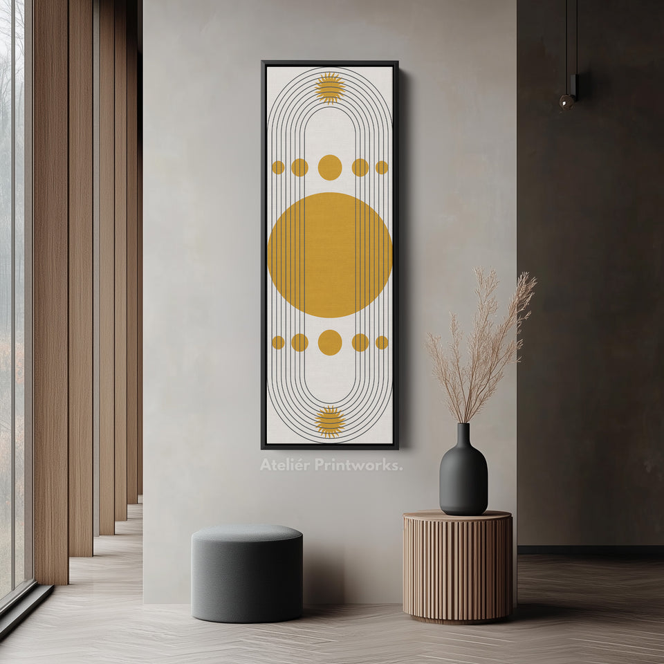 Bunte Bauhaus-Kreise Vertikale Gerahmte Leinwand Wandkunst für Wohnzimmer oder Flur