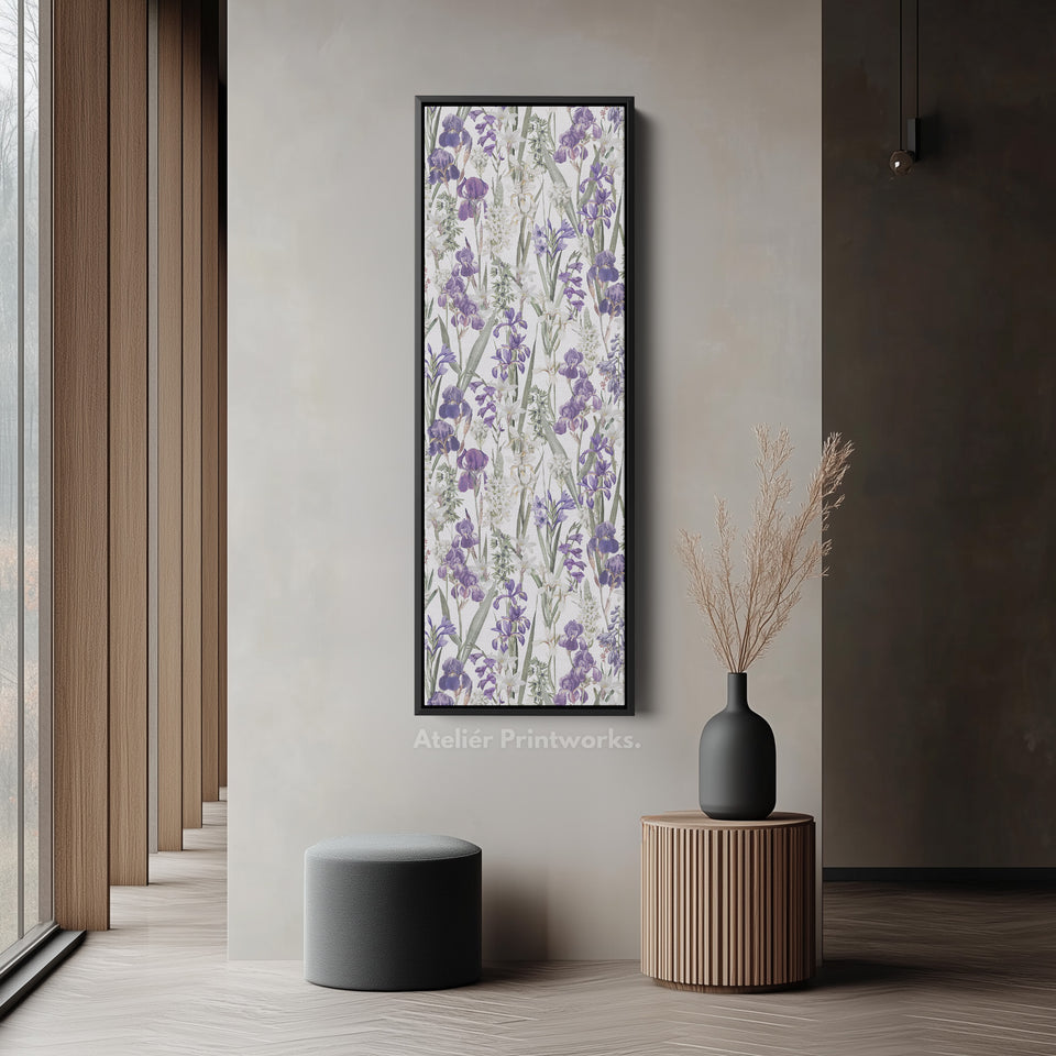 Tall Wall Art Purple Botanical Flowers Skinny Wall Art For Hallway
