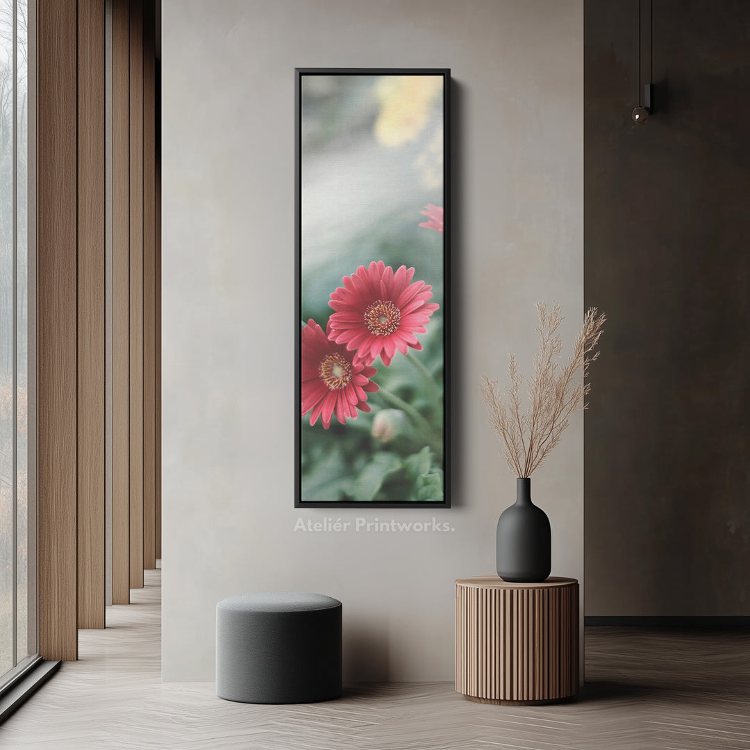 Vertical Wall Art Red Flowers Narrow Wall Art For Bedroom