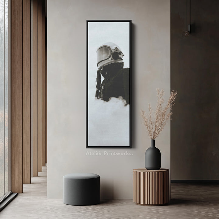 Vertical Wall Art Futuristic Helmet Tall Canvas For Hallway