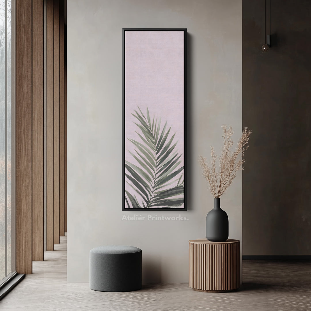 Vertical Wall Art Pink Fern Tall Canvas For Bedroom