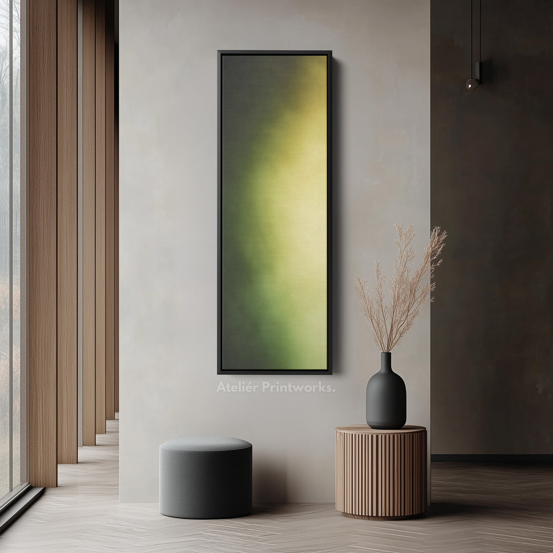 Thin Wall Art Green Yellow Gradient Vertical Canvas For Hallway