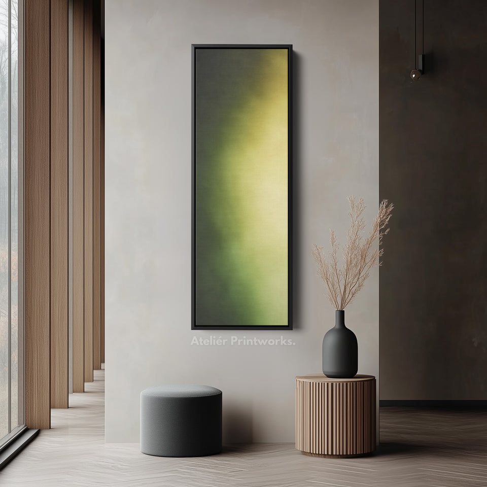 Thin Wall Art Green Yellow Gradient Vertical Canvas For Hallway