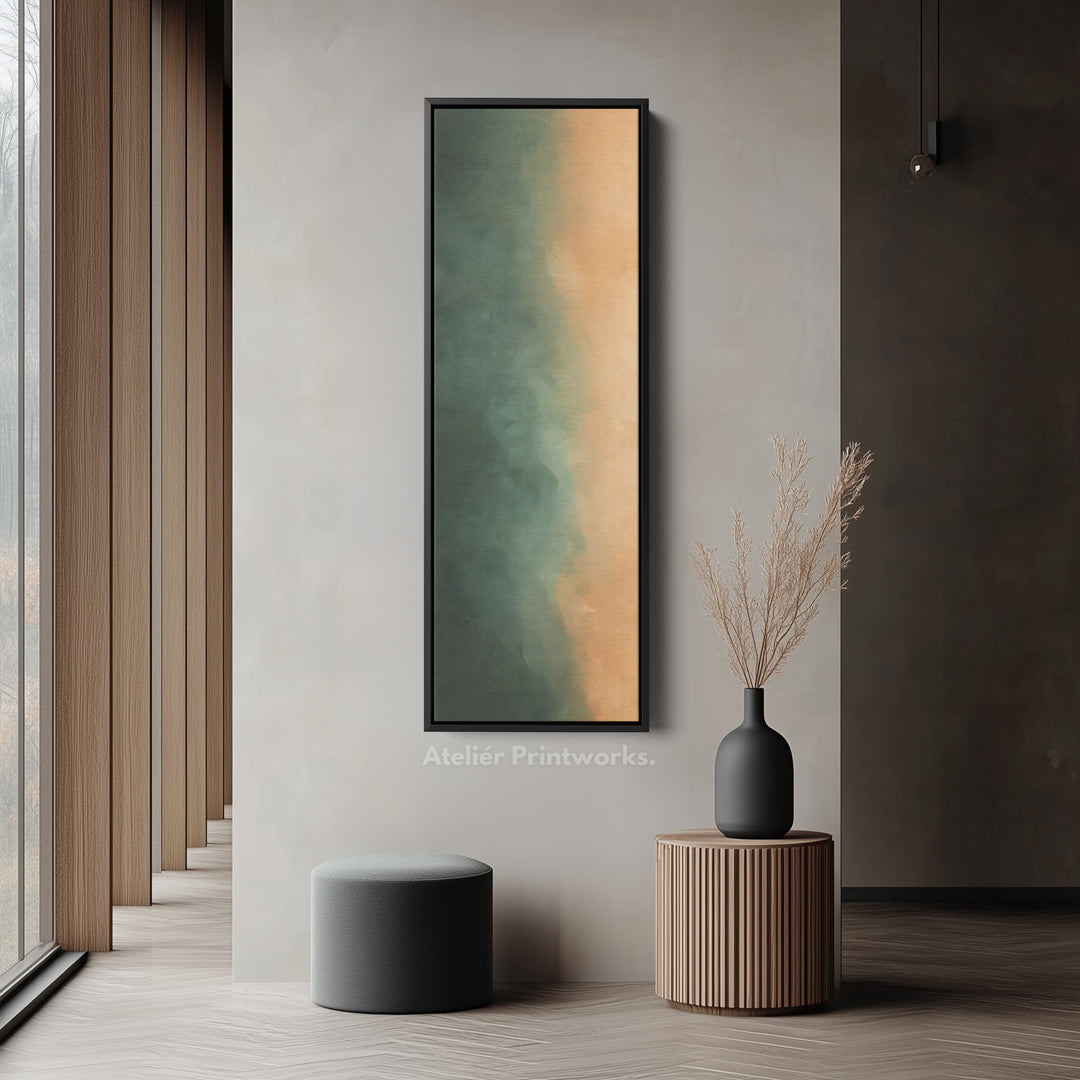 Skinny Wall Art Green Orange Tall Canvas Wall Art For Hallway