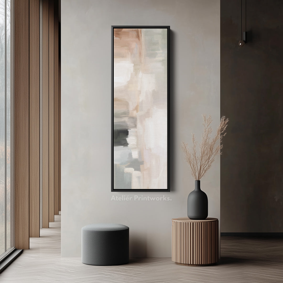 Vertical Wall Art Neutral Beige Narrow Wall Art For Living Room