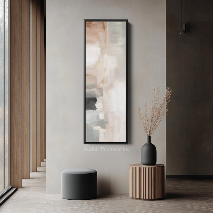 Vertical Wall Art Neutral Beige Narrow Wall Art For Living Room