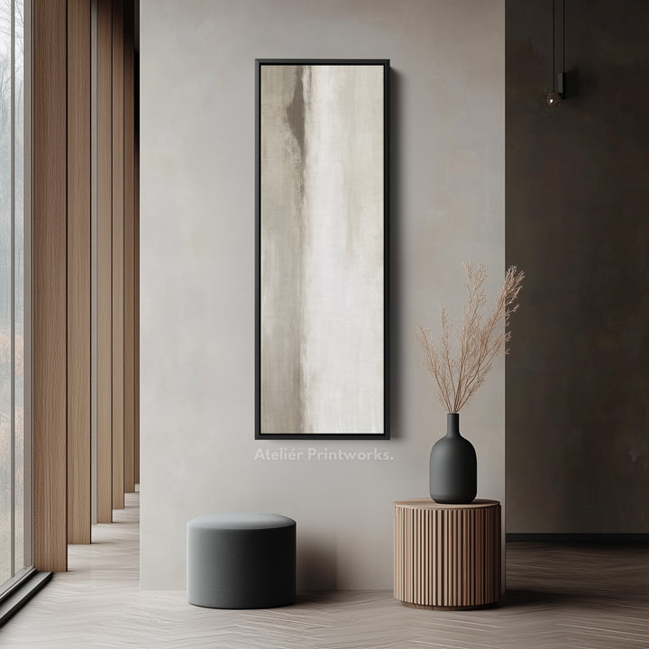 Thin Wall Art Beige Long Vertical Canvas For Hallway