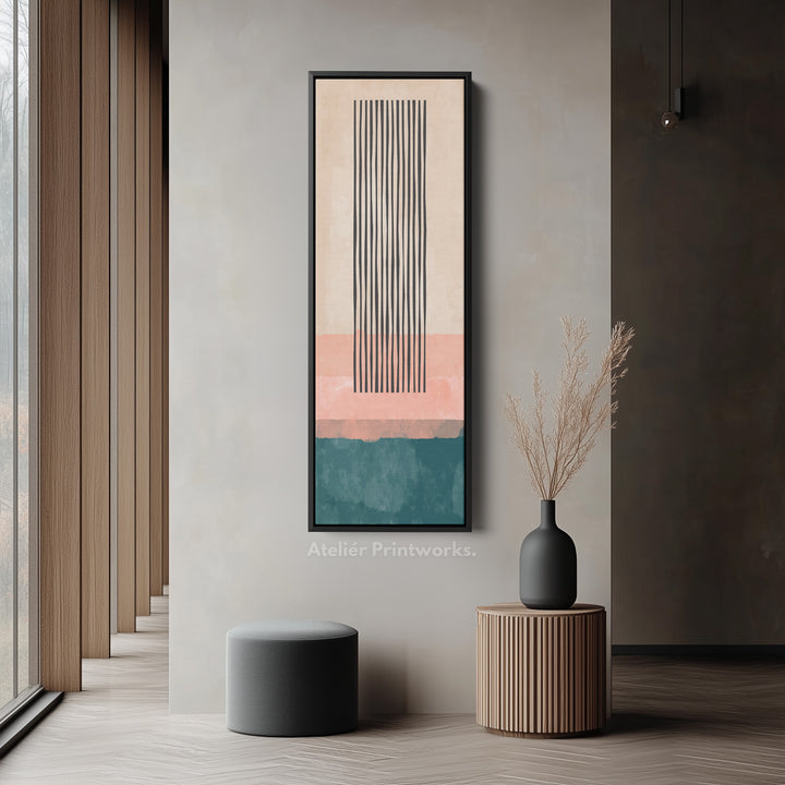 Long Vertical Canvas Orange Blue Tall Modern Abstract Wall Art