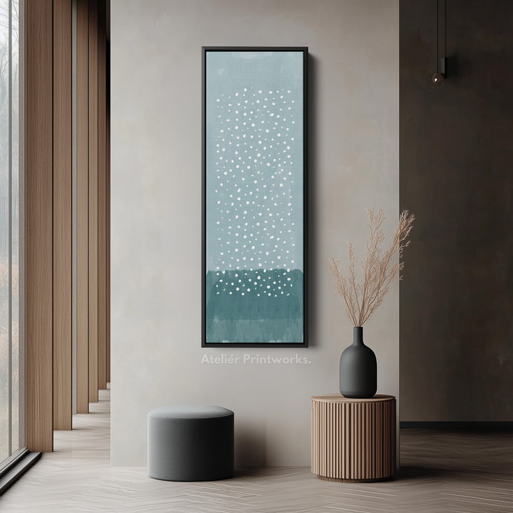 Vertical Framed Canvas Blue Dots Tall Canvas Wall Art For Bedroom