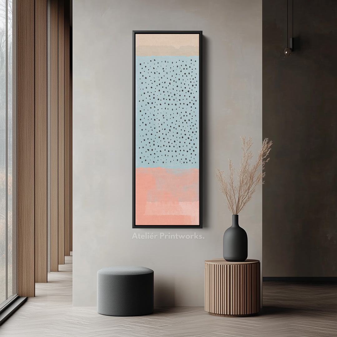 Thin Wall Art Blue Black Dots Narrow Wall Art For Kitchen