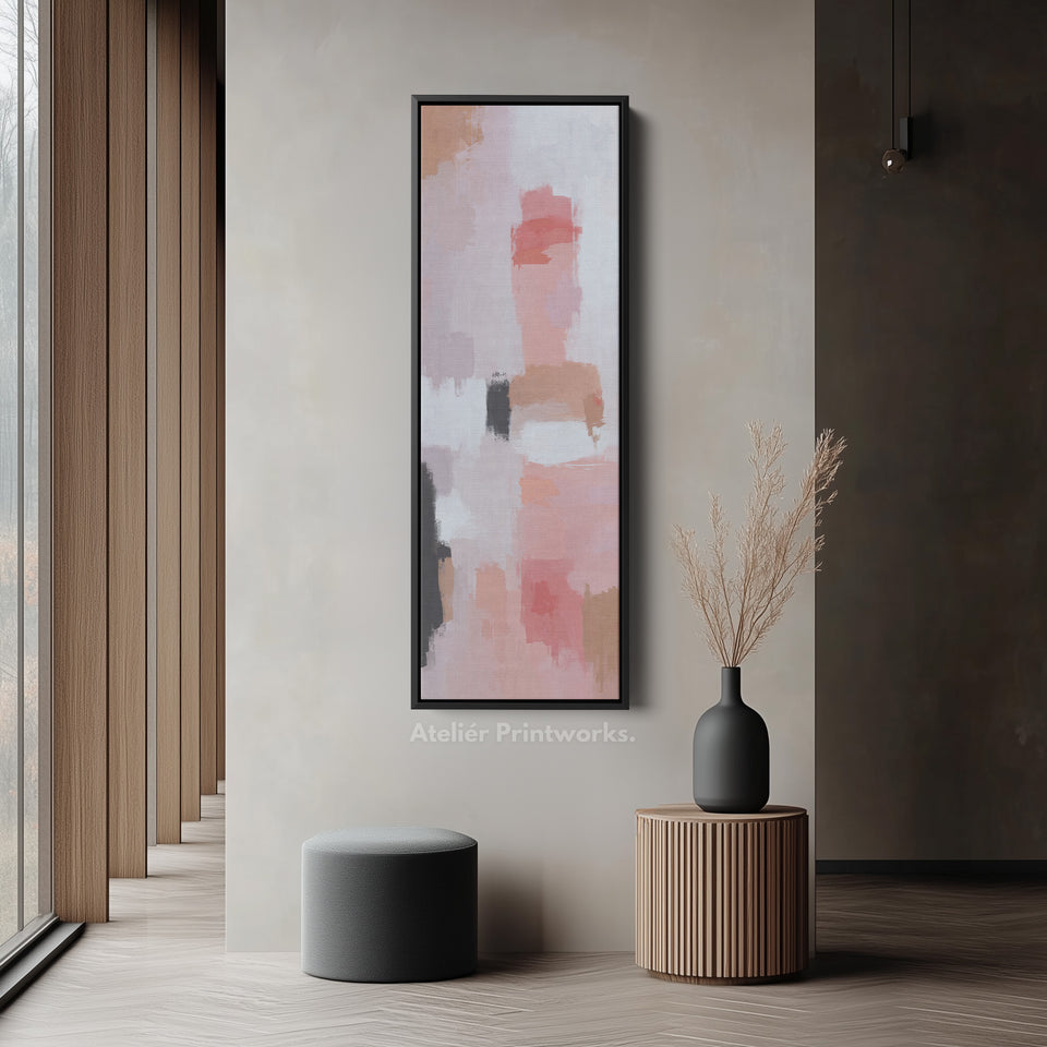 Tall Wall Art Soft Abstract Pink And Red For Living Room