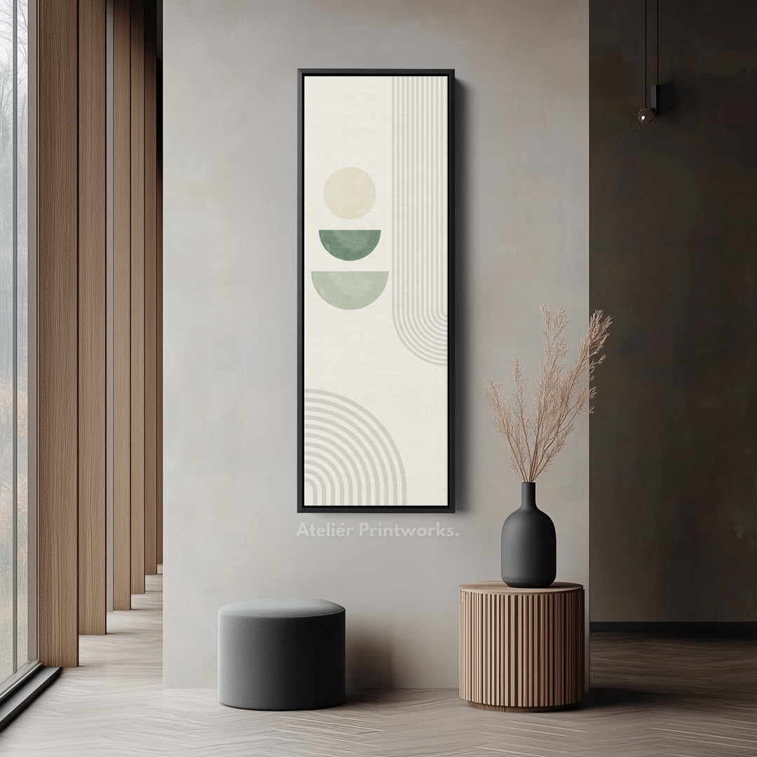 Tall Modern Abstract Wall Art Green Geometric For Hallway