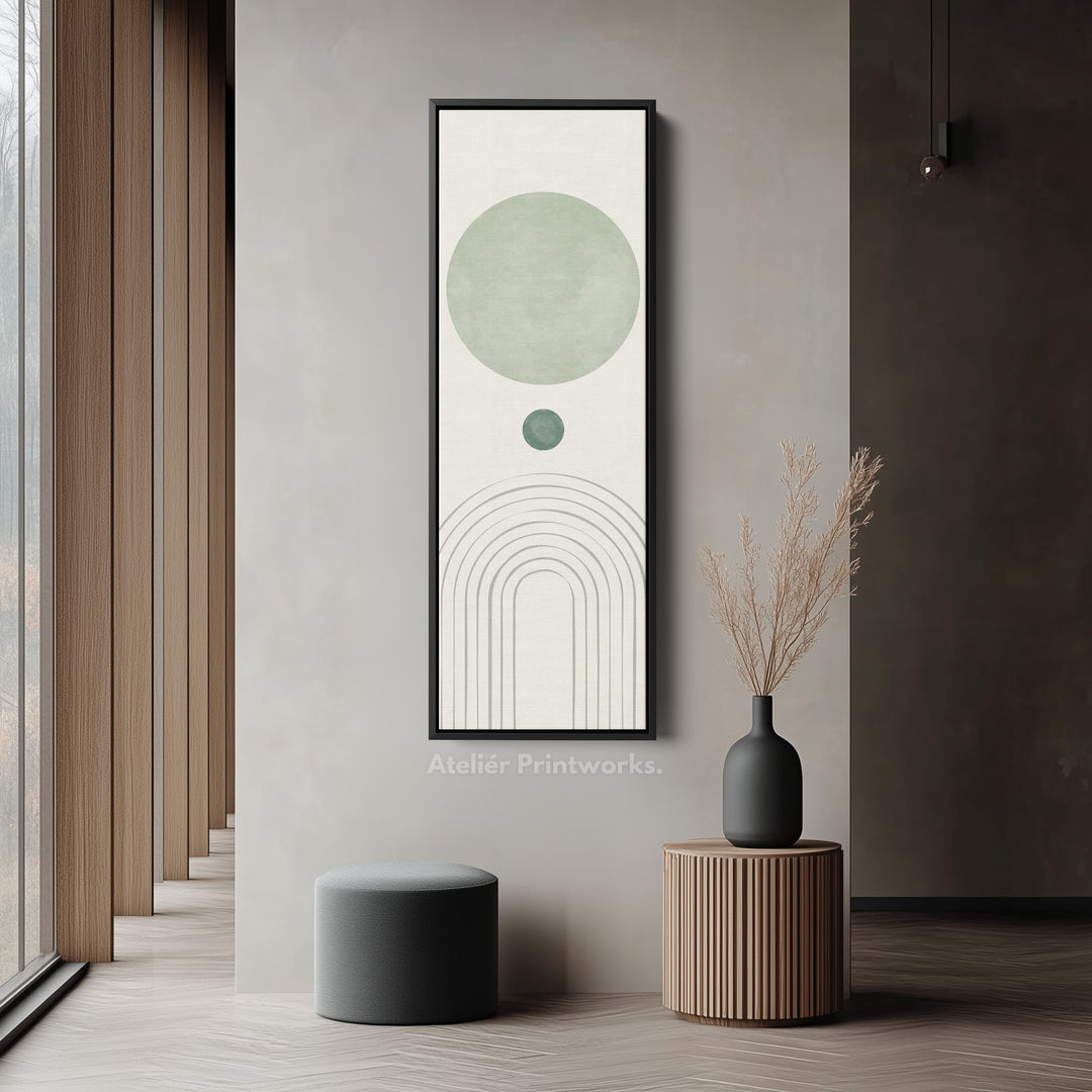 Vertical Wall Art Green Minimal Circles For Hallway Or Bedroom