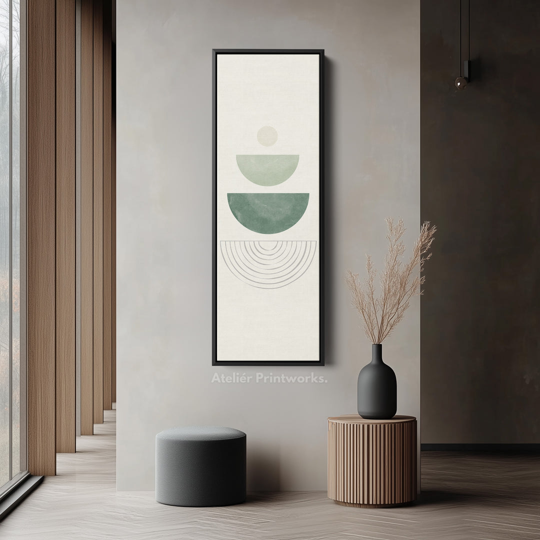 Tall Wall Art Green Stacked Shapes For Minimal Modern Interiors