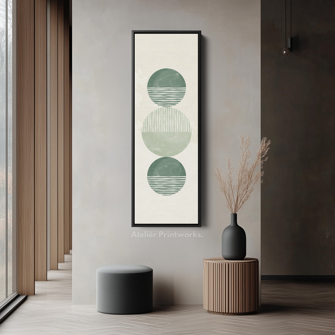 Skinny Wall Art Modern Green Circle Stack For Minimal Interiors