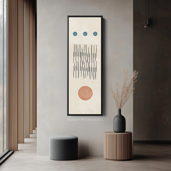 Thin Wall Art Terracotta And Blue Modern Shapes For Living Room