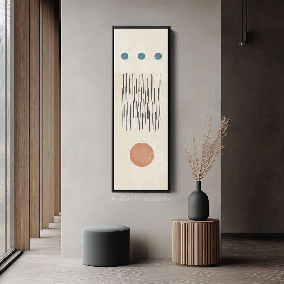Thin Wall Art Terracotta And Blue Modern Shapes For Living Room