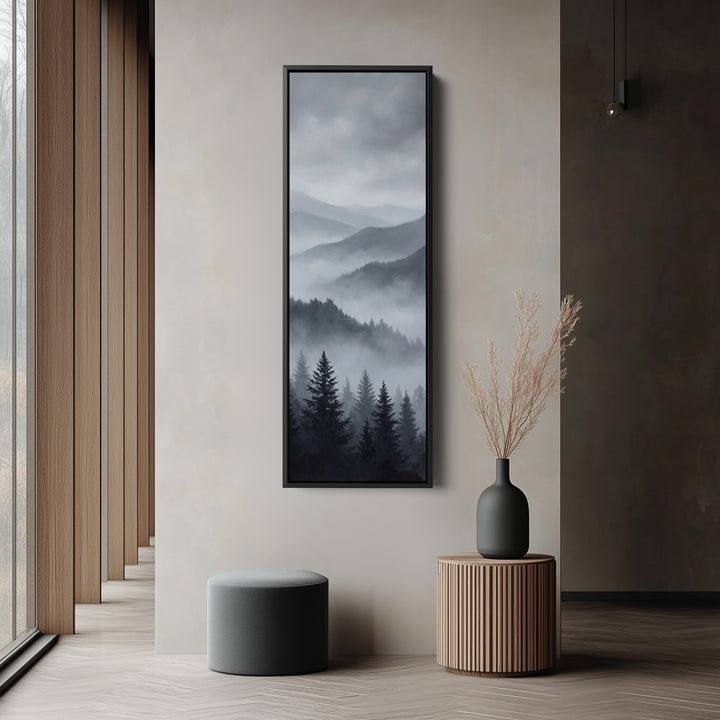 Above Soft Wall Art Misty Mountain Forest Extra Wide Canvas For Hallway