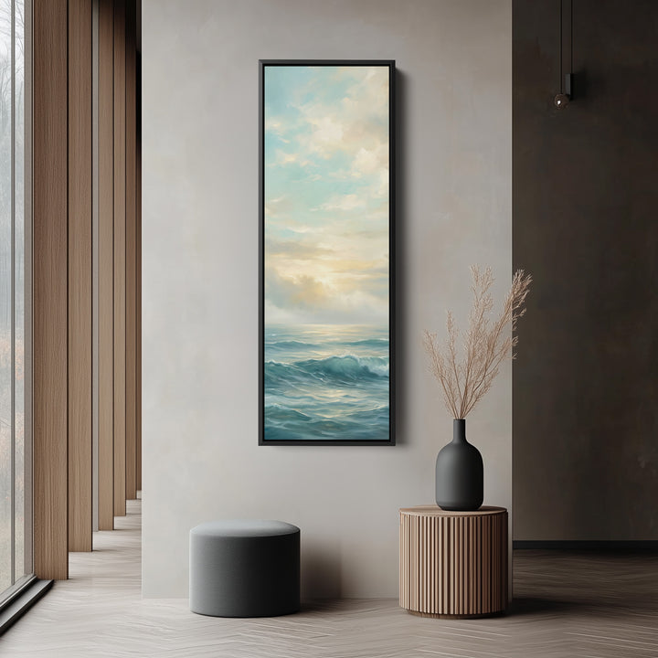 Calm Ocean Above Bed Wall Art Panoramic Canvas Print Bedroom