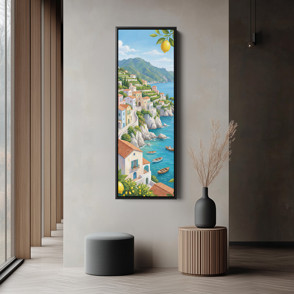 Coastal Village Vertical Wall Art Panoramic Canvas Print Kitchen
