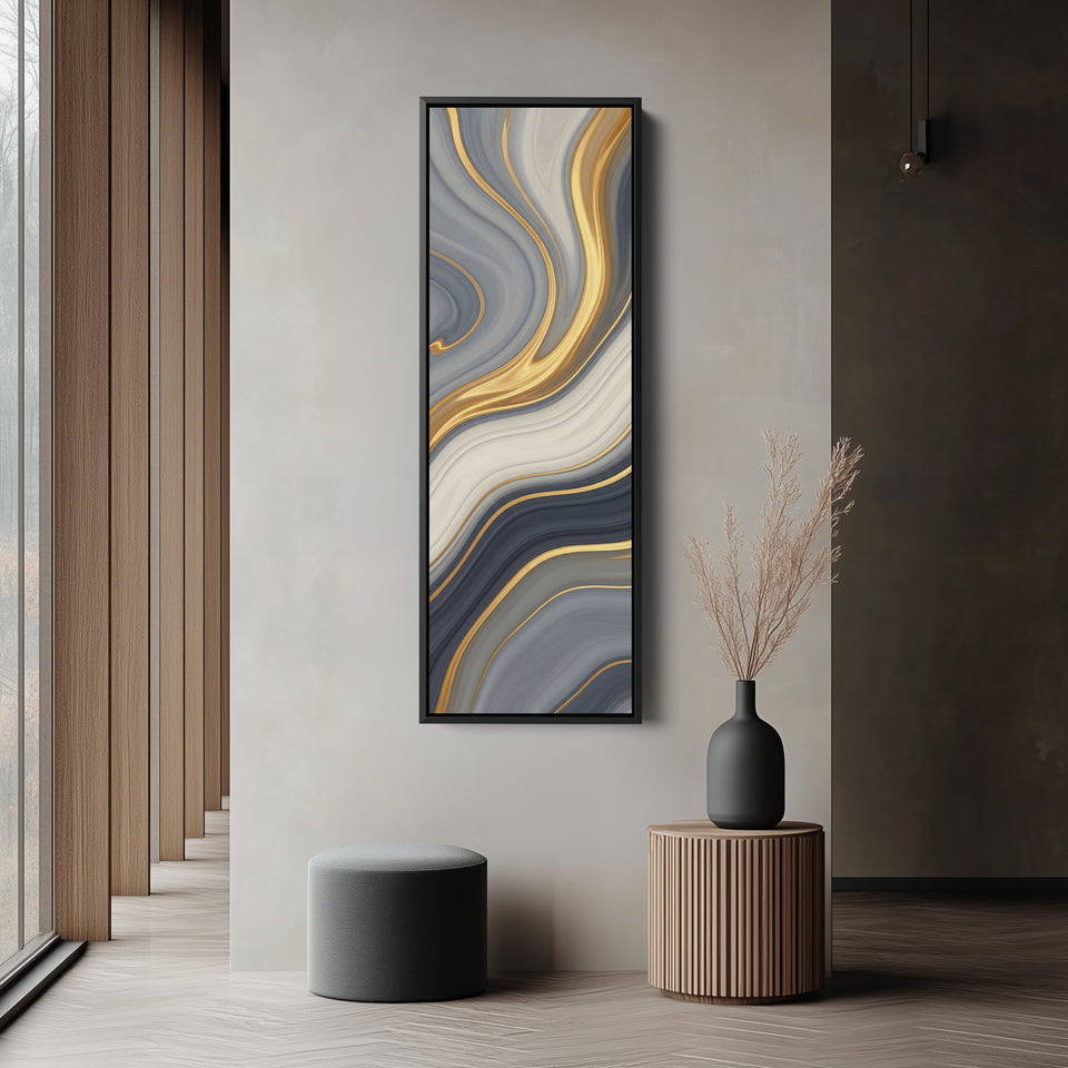 Abstract Gold Waves Above Soft Wall Art Extra Wide Canvas Office