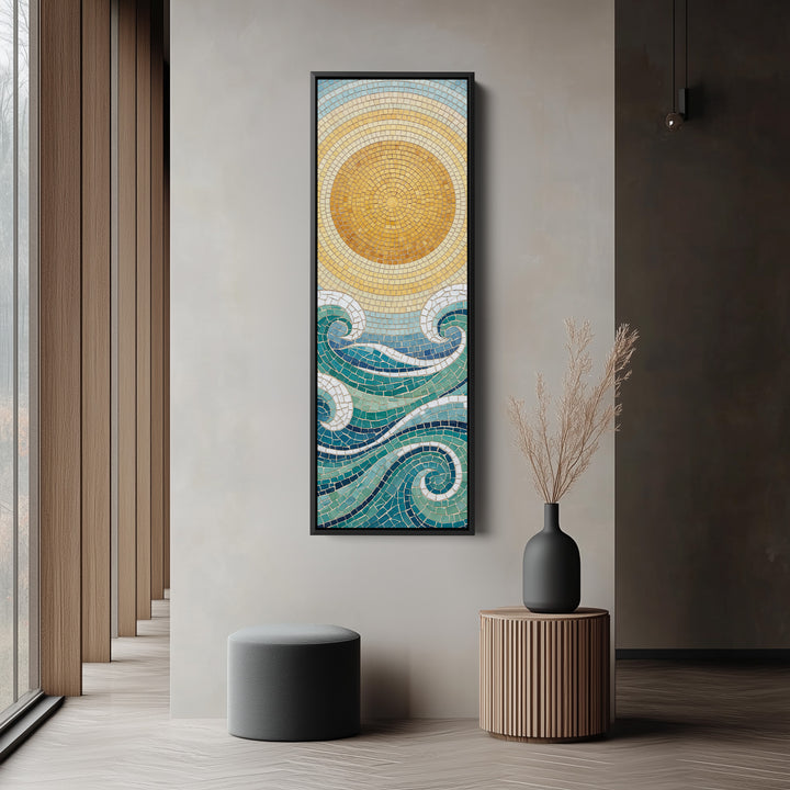 Sun And Waves Panoramic Wall Art Extra Wide Canvas Hallway