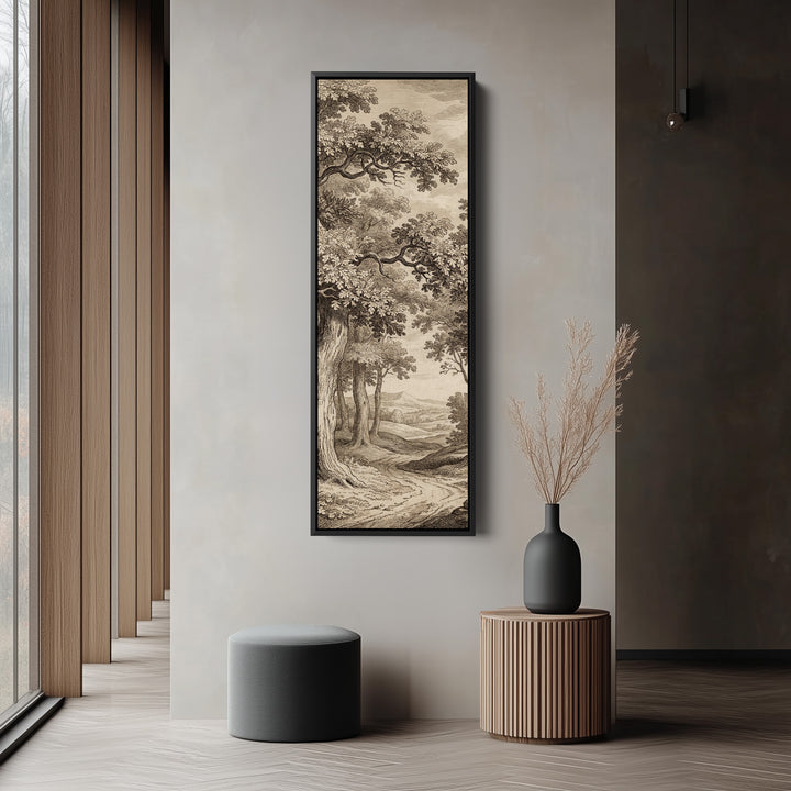 Vintage Forest Landscape Vertical Wall Art Panoramic Canvas Print Bedroom