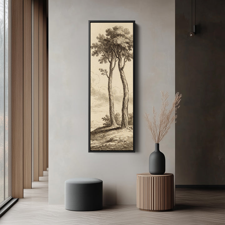 Long Wall Art Vintage Tree Illustration Canvas Print Hallway