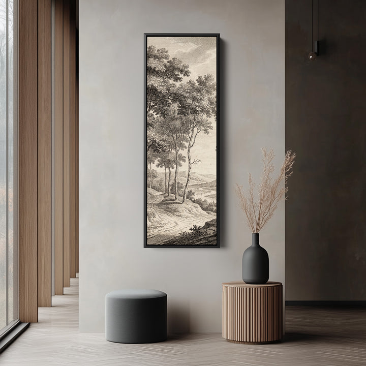 Tall Wall Art Vintage River Landscape Framed Canvas Office