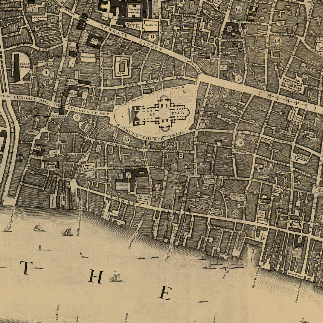 Horizontal Wall Art Vintage London Map Long Framed Canvas For Living Room