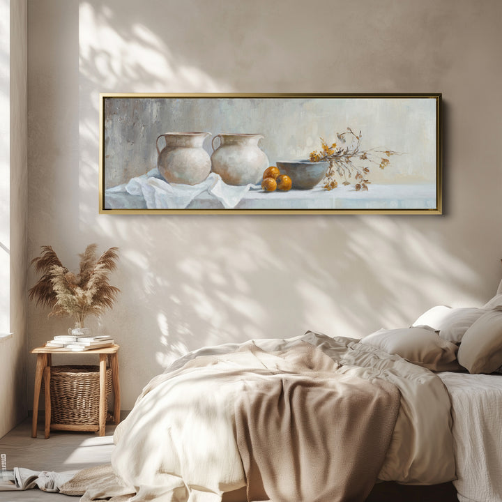 Landscape Wall Art Rustic Still Life Pottery For Kitchen Neutral Decor