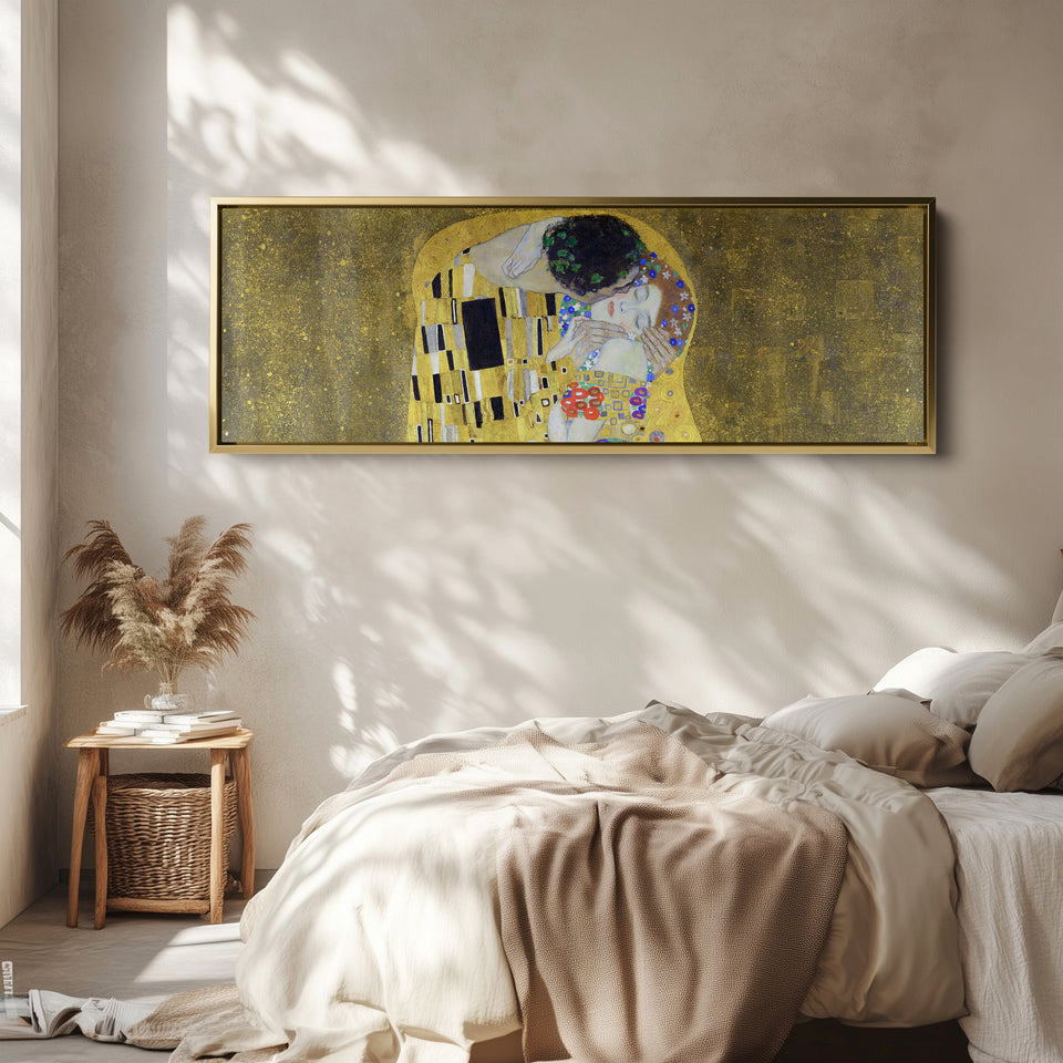 Large Horizontal Wall Art Gustav Klimt The Kiss For Office Famous Art Scene