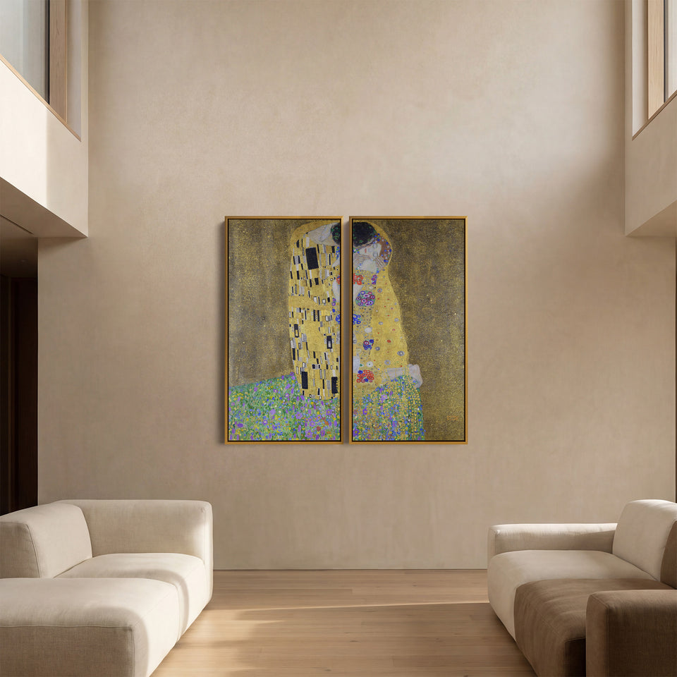 Gustav Klimt The Kiss Diptych Wall Art Set for Bedroom Famous Art