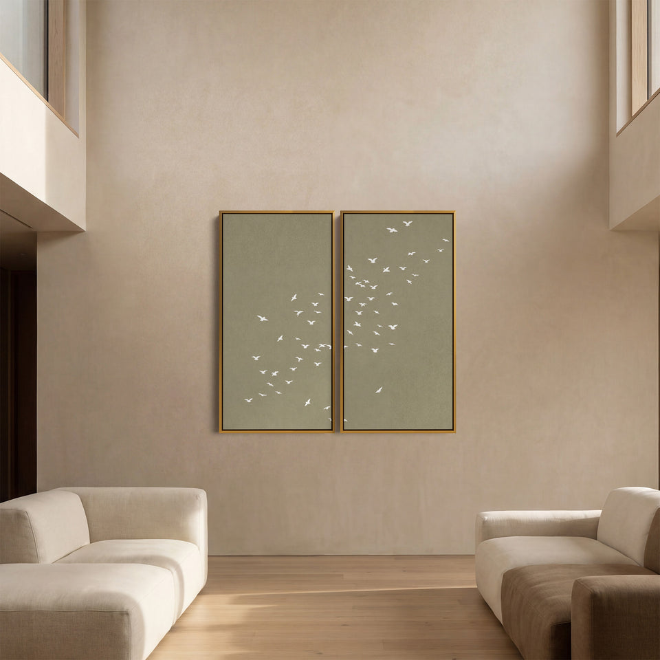 Minimal Birds Extra Large Wall Art Set Hallway Flying Silhouettes
