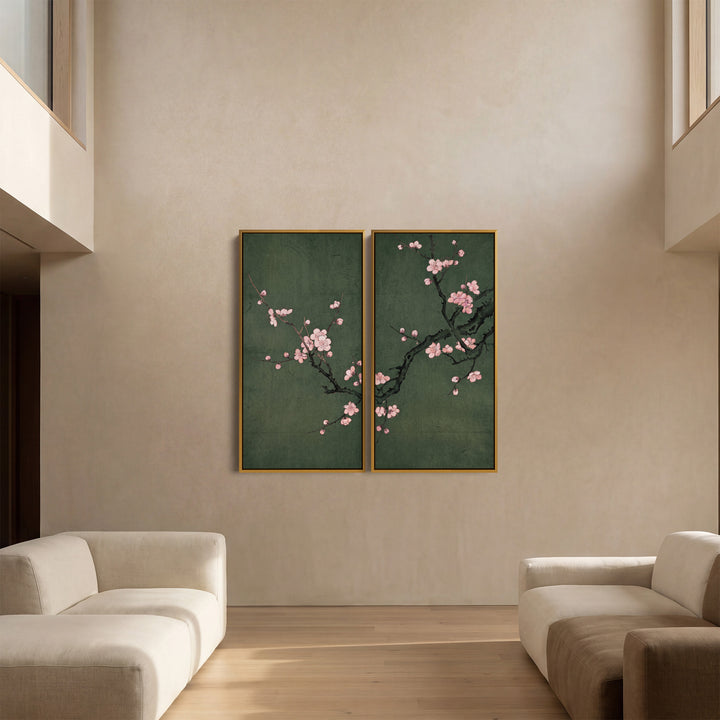 Cherry Blossom Oversized Diptych Wall Art Bedroom Branch