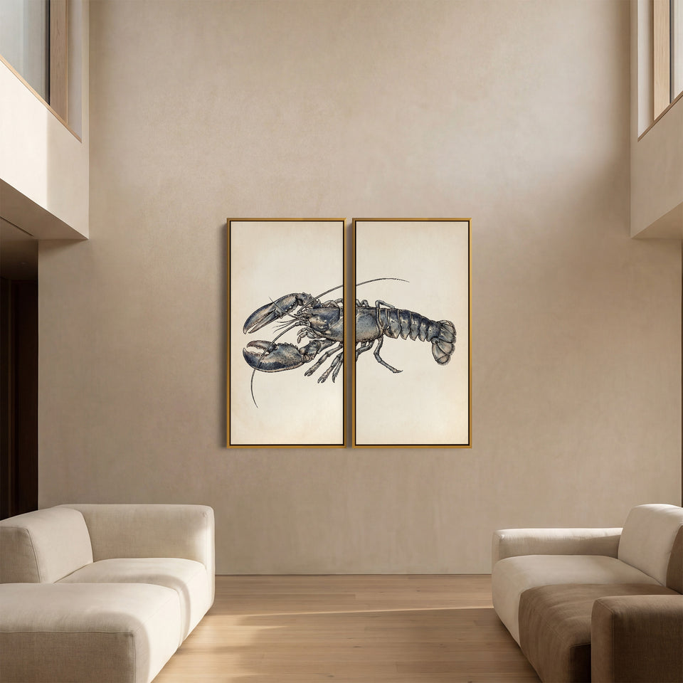 Lobster Illustration 2 Piece Wall Art Set Kitchen